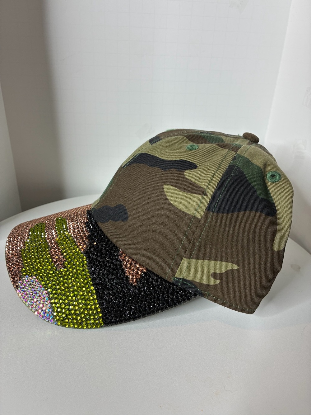 Custom Camo Rhinestone Cap - Brown & Green - Picture 2 of 4
